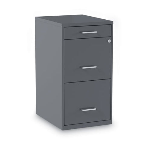 Soho Vertical File Cabinet, 3 Drawers: Pencil/file/file, Letter, Charcoal, 14" X 18" X 26.9"