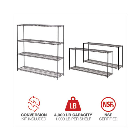 Ba Plus Wire Shelving Kit, Four-shelf, 72w X 18d X 72h, Black Anthracite Plus