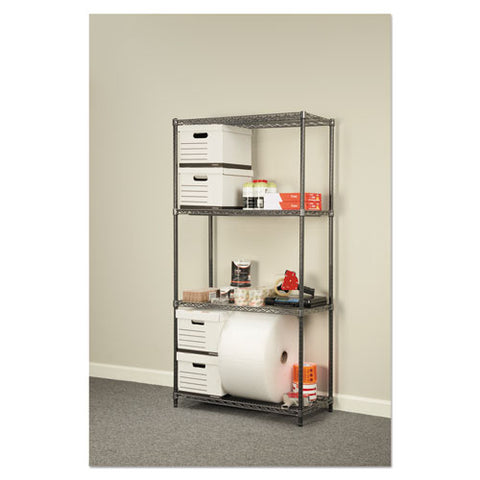 Wire Shelving Starter Kit, Four-shelf, 36w X 18d X 72h, Black Anthracite