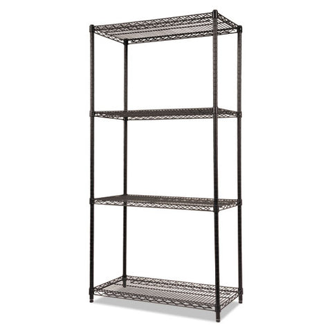 Nsf Certified Industrial Four-shelf Wire Shelving Kit, 36w X 18d X 72h, Black