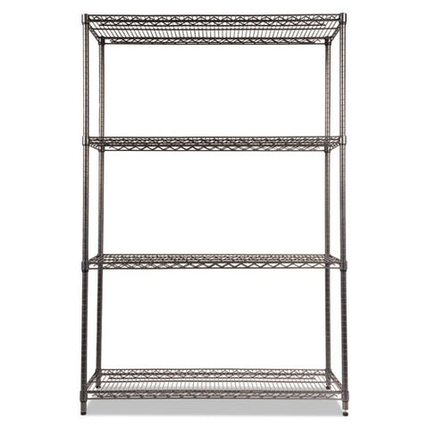 Wire Shelving Starter Kit, Four-shelf, 48w X 18d X 72h, Black Anthracite