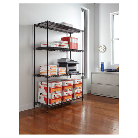 Nsf Certified Industrial Four-shelf Wire Shelving Kit, 48w X 18d X 72h, Black