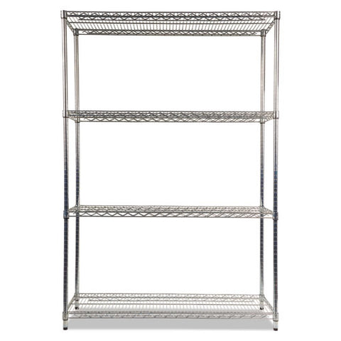 Nsf Certified Industrial Four-shelf Wire Shelving Kit, 48w X 18d X 72h, Silver