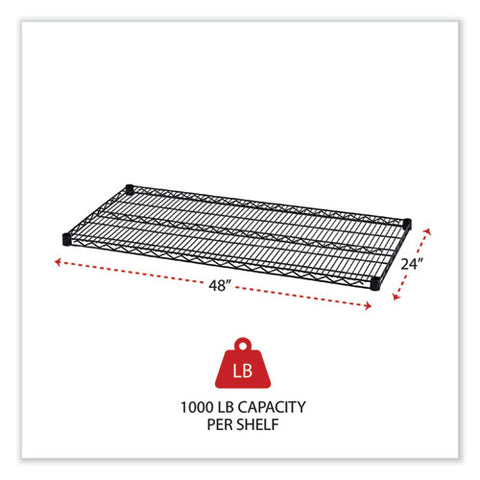 Industrial Wire Shelving Extra Wire Shelves, 48w X 24d, Black, 2 Shelves/carton