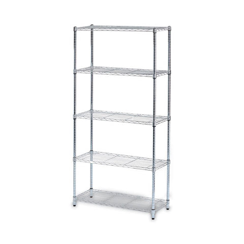 Residential Wire Shelving, Five-shelf, 36w X 14d X 72h, Silver