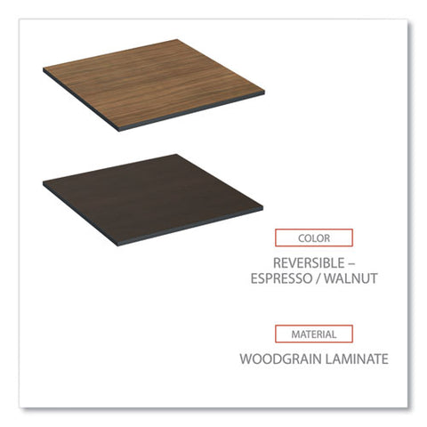 Reversible Laminate Table Top, Square, 35.38w X 35.38d, Espresso/walnut