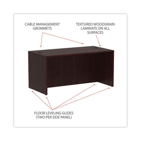 Alera Valencia Series Straight Front Desk Shell, 59.13" X 29.5" X 29.63", Mahogany