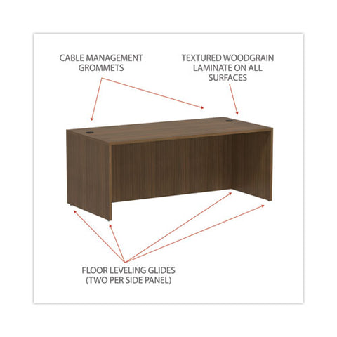 Alera Valencia Series Straight Front Desk Shell, 71" X 35.5" X 29.63", Modern Walnut