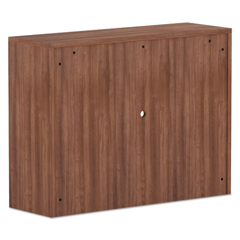 Alera Valencia Series Hutch With Doors, 3 Compartments, 47.13w X 15d X 35.38h, Modern Walnut