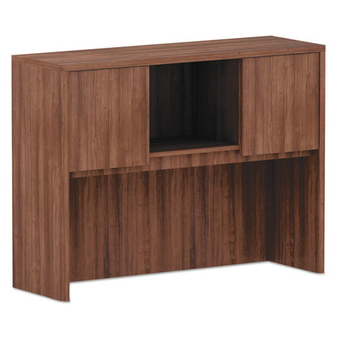 Alera Valencia Series Hutch With Doors, 3 Compartments, 47.13w X 15d X 35.38h, Modern Walnut