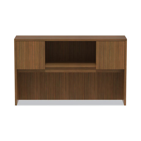 Alera Valencia Series Hutch With Doors, 4 Compartments, 58.88w X 15d X 35.38h, Modern Walnut