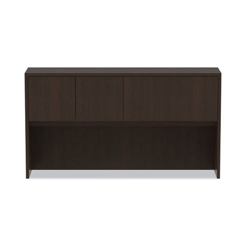 Alera Valencia Series Hutch With Doors, 4 Compartments, 64.75w X 15d X 35.38h, Espresso