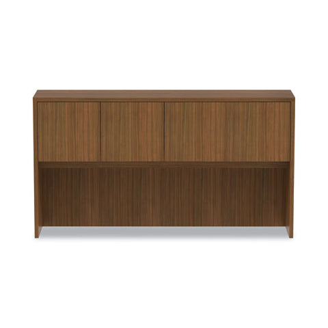 Alera Valencia Series Hutch With Doors, 4 Compartments, 64.75w X 15d X 35.38h, Modern Walnut