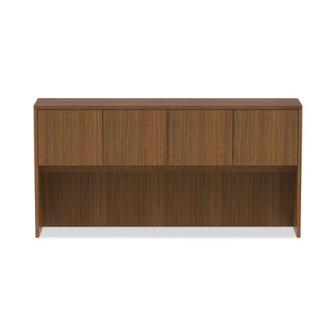 Alera Valencia Series Hutch With Doors, 4 Compartments, 70.63w X 15d X 35.38h, Modern Walnut