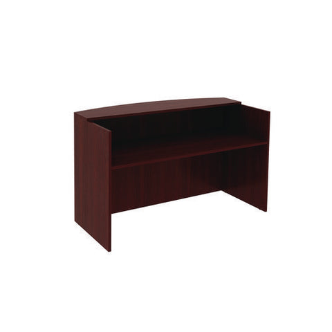 Alera Valencia Series Reception Desk With Transaction Counter, 71" X 35.5" X 29.5" To 42.5", Mahogany