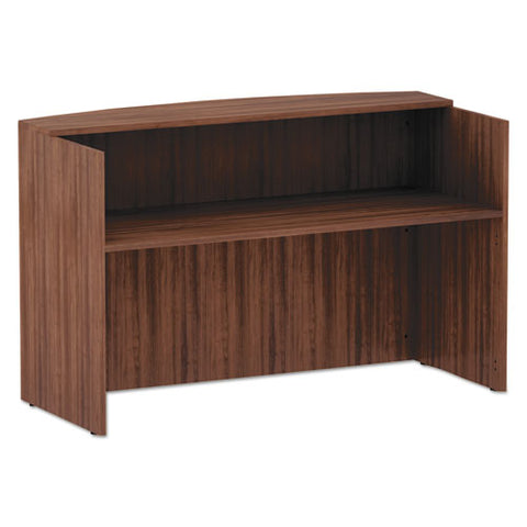 Alera Valencia Series Reception Desk With Transaction Counter, 71" X 35.5" X 42.5", Modern Walnut