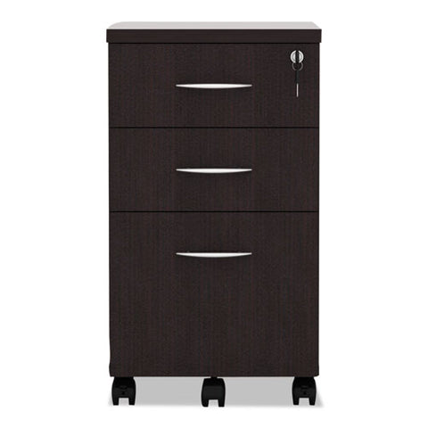 Alera Valencia Series Mobile Pedestal File, Left/right, 3-drawer: Box/box/file, Legal/letter, Espresso, 15.88 X 20.5 X 28.38