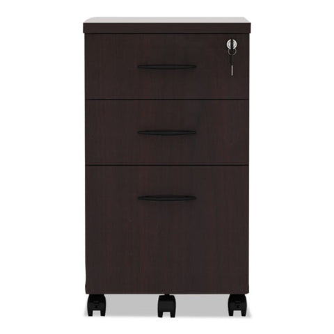 Alera Valencia Series Mobile Pedestal File, Left/right, 3-drawers: Box/box/file, Legal/letter, Mahogany, 15.88 X 20.5 X 28.38