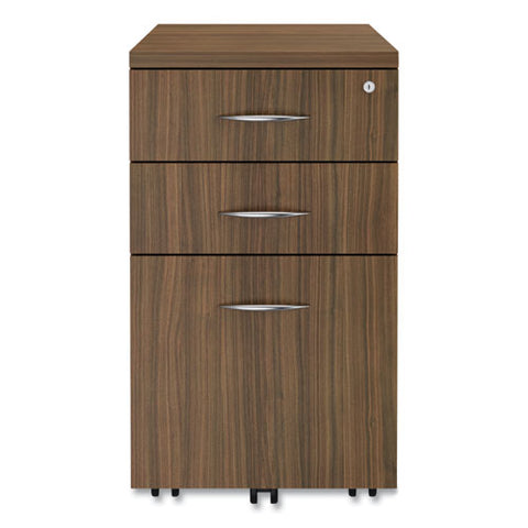 Alera Valencia Series Mobile Pedestal File, Left/right, 3-drawer: Box/box/file, Legal/letter, Walnut, 15.88 X 20.5 X 28.38