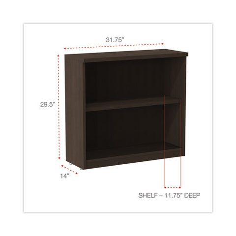 Alera Valencia Series Bookcase, Two-shelf, 31.75w X 14d X 29.5h, Espresso