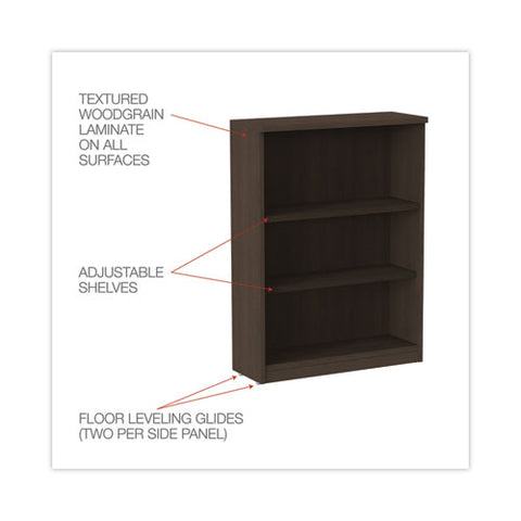 Alera Valencia Series Bookcase, Three-shelf, 31.75w X 14d X 39.38h, Espresso