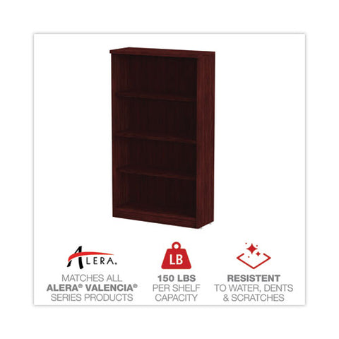 Alera Valencia Series Bookcase, Four-shelf, 31.75w X 14d X 54.88h, Mahogany