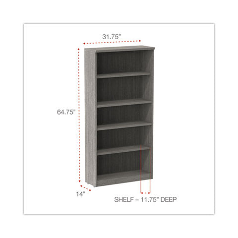 Alera Valencia Series Bookcase, Five-shelf, 31.75w X 14d X 64.75h, Gray