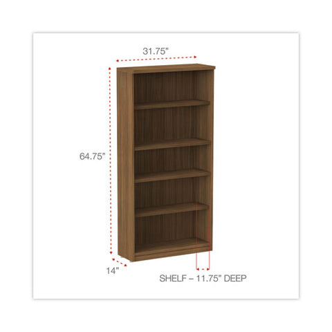 Alera Valencia Series Bookcase, Five-shelf, 31.75w X 14d X 64.75h, Modern Walnut