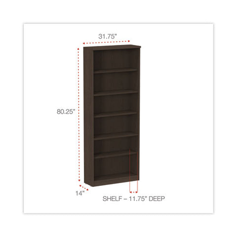 Alera Valencia Series Bookcase, Six-shelf, 31.75w X 14d X 80.25h, Espresso