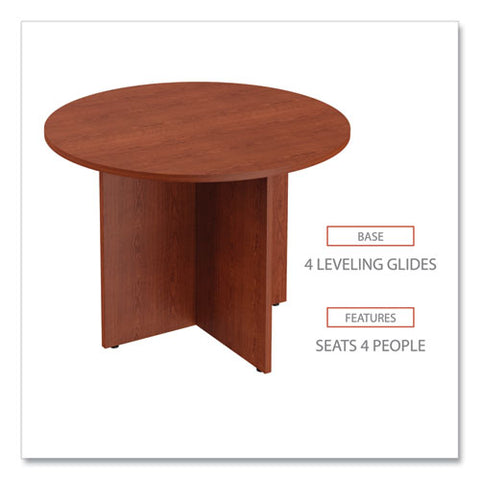 Alera Valencia Round Conference Table With Legs, 42" Diameter X 29.5h, Medium Cherry