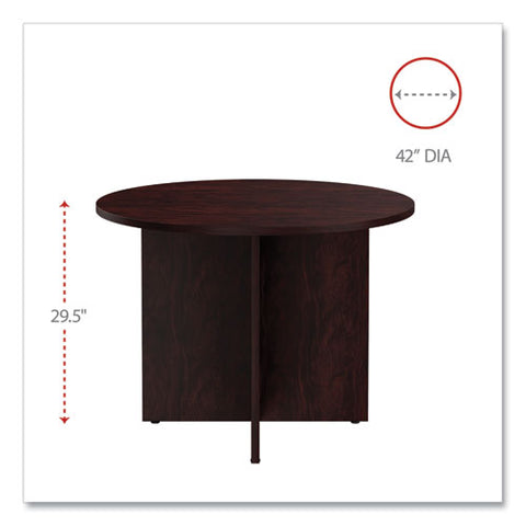 Alera Valencia Round Conference Table With Legs, 42" Diameter X 29.5h, Mahogany