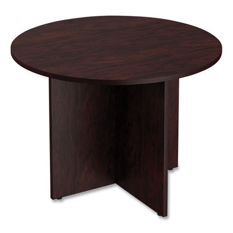 Alera Valencia Round Conference Table With Legs, 42" Diameter X 29.5h, Mahogany