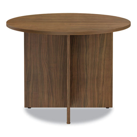 Alera Valencia Round Conference Table With Legs, 42" Diameter X 29.5h, Modern Walnut