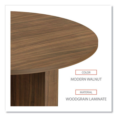 Alera Valencia Round Conference Table With Legs, 42" Diameter X 29.5h, Modern Walnut