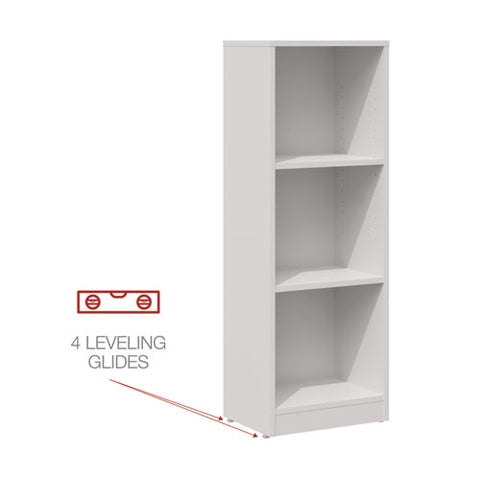 Three-shelf Narrow-footprint Bookcase, 15.75" X 11.42" X 44.33", White