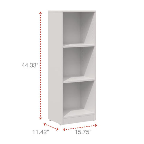 Three-shelf Narrow-footprint Bookcase, 15.75" X 11.42" X 44.33", White