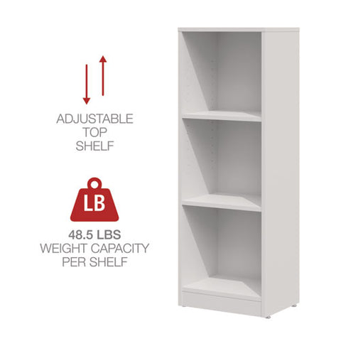 Three-shelf Narrow-footprint Bookcase, 15.75" X 11.42" X 44.33", White