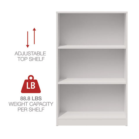 Three-shelf Bookcase, 27.56" X 11.42" X 44.33", White