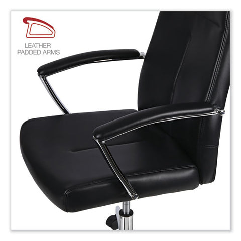 Leather Task Chair, Supports Up To 275 Lb, 18.19" To 21.93" Seat Height, Black Seat, Black Back