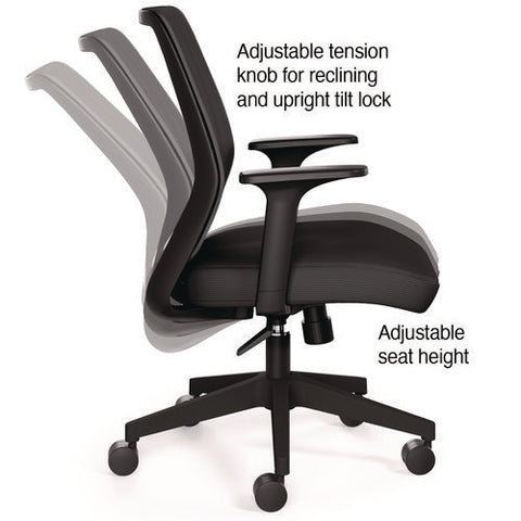 Wessex Ergonomic Fabric Mesh Swivel Task Chair, Supports Up To 275 Lbs, 17.09 To 20.83 Seat Height, Black Seat/back/base