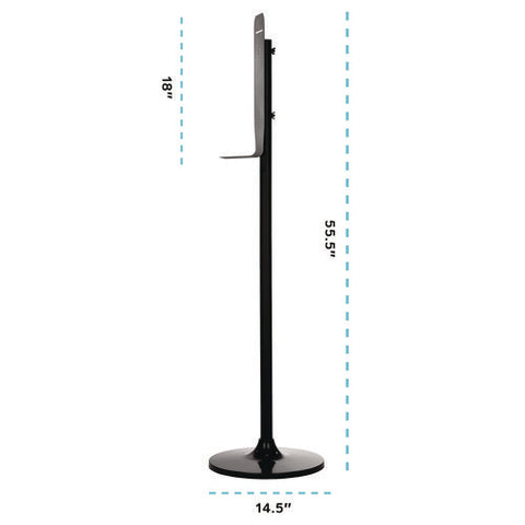 Stainless Steel Universal Sanitizer And Soap Dispenser Stand, 14.5" Dia X 55.5" H, Black