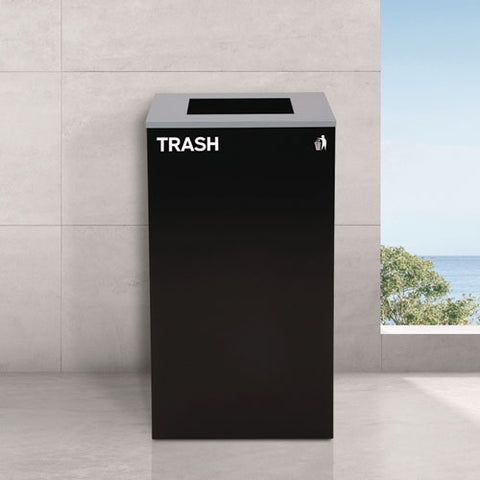 29 Gallon Trash/recycling Cans, Steel, Blue Mixed Recycling W/circle Lid, Green Recycling W/mixed Lid, Black Trash W/sq Lid