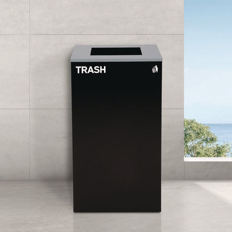 29 Gallon Trash/recycling Cans, Steel, Blue Cans/bottles Recycling With Circle Lid, Black Trash Can With Square Lid