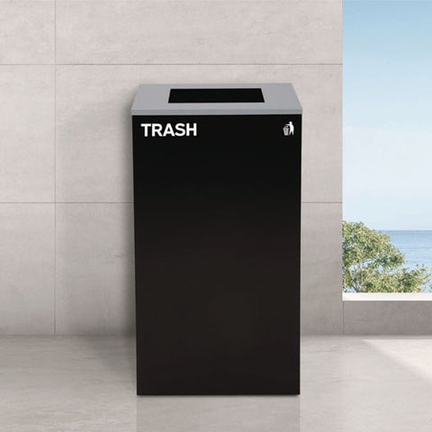 29 Gallon Trash/recycling Cans, Steel, Green Compost Can With Square Lid, Black Trash Can With Square Lid