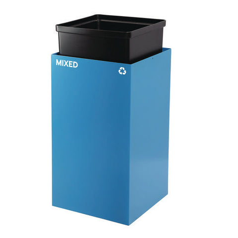 29 Gallon Trash/recycling Cans, Steel, Blue Mixed Recycling Can With Mixed Lid