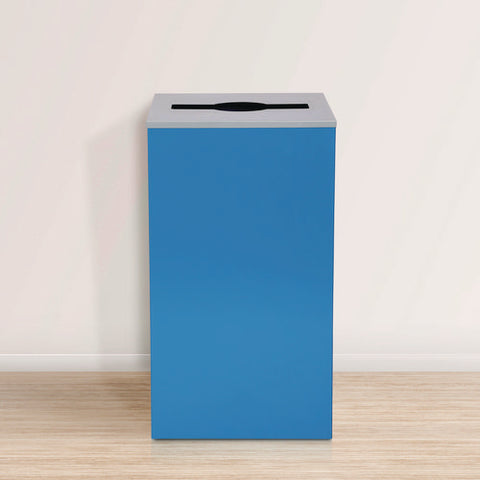 29 Gallon Trash/recycling Cans, Steel, Blue Can With Mixed Lid