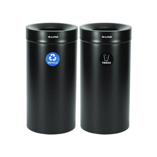 27 Gallon Black Stainless Steel Recycling Can And Trash Receptacle