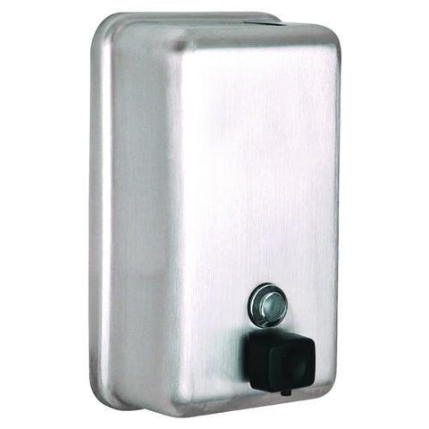 Vertical Manual Surface-mounted Stainless Steel Liquid Soap Dispenser, 40 Oz, 2.8 X 4.8 X 8.1, Brushed Stainless Steel
