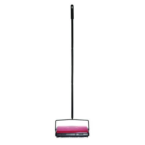 Manual Triple Brush Carpet And Floor Sweeper, 42.5" Handle, Red