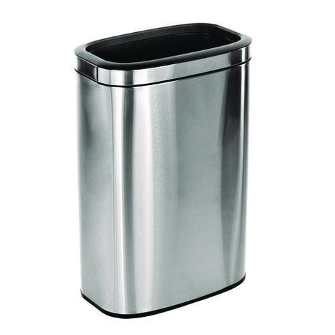 Stainless Steel Rectangular Liner Open Top Trash Can, 10.5 Gal, Brushed Stainless Steel